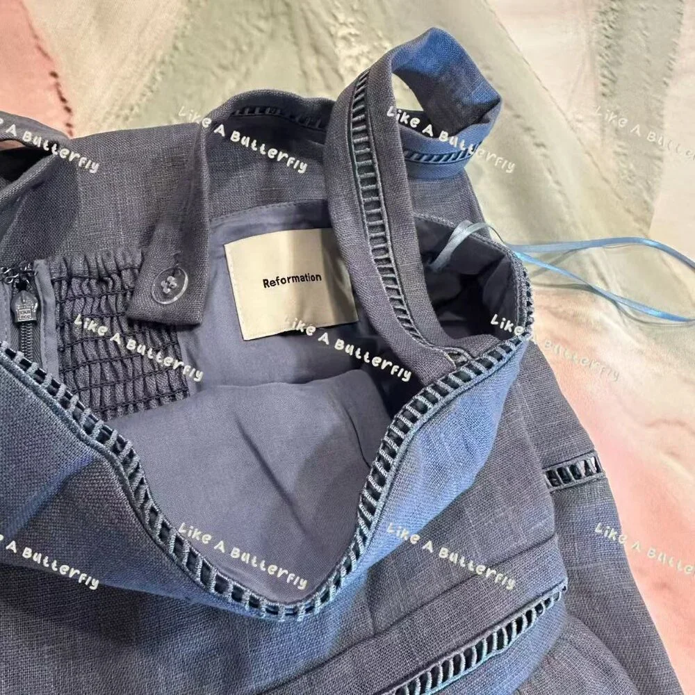 Reformation Everett Linen Dress - Cornflower - Picture 7 of 11